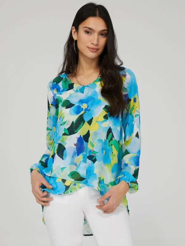 Asymmetrical Hem Printed Blouse sold by Suzy Shier