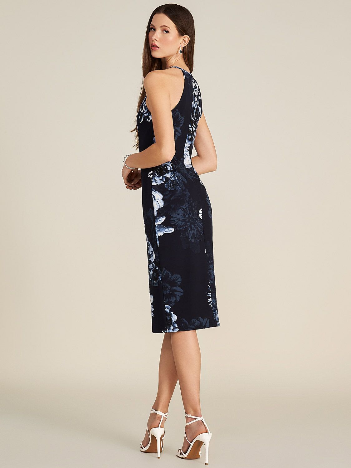 Printed Pencil Knee Length Dress With Lace Accents sold by Suzy Shier product image thumbnail 4