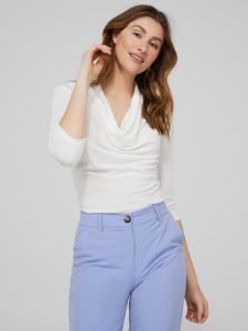 3/4 Sleeve Cowl Neck Crepe Top sold by Suzy Shier