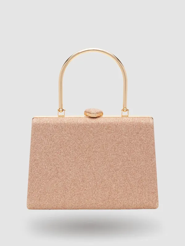 Pleated Glitter Minaudiere With Top Handle sold by Suzy Shier