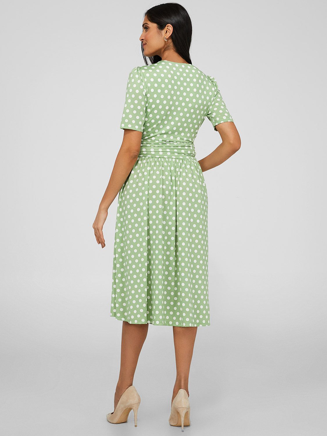 Polka Dot Crossover Midi Dress sold by Suzy Shier product image thumbnail 5