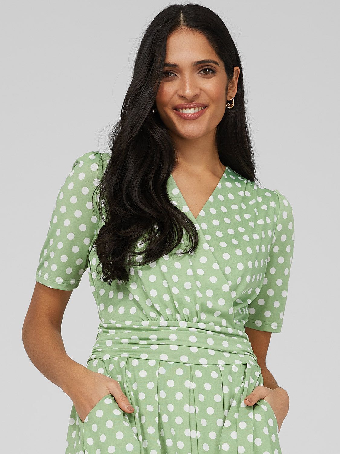 Polka Dot Crossover Midi Dress sold by Suzy Shier product image thumbnail 2