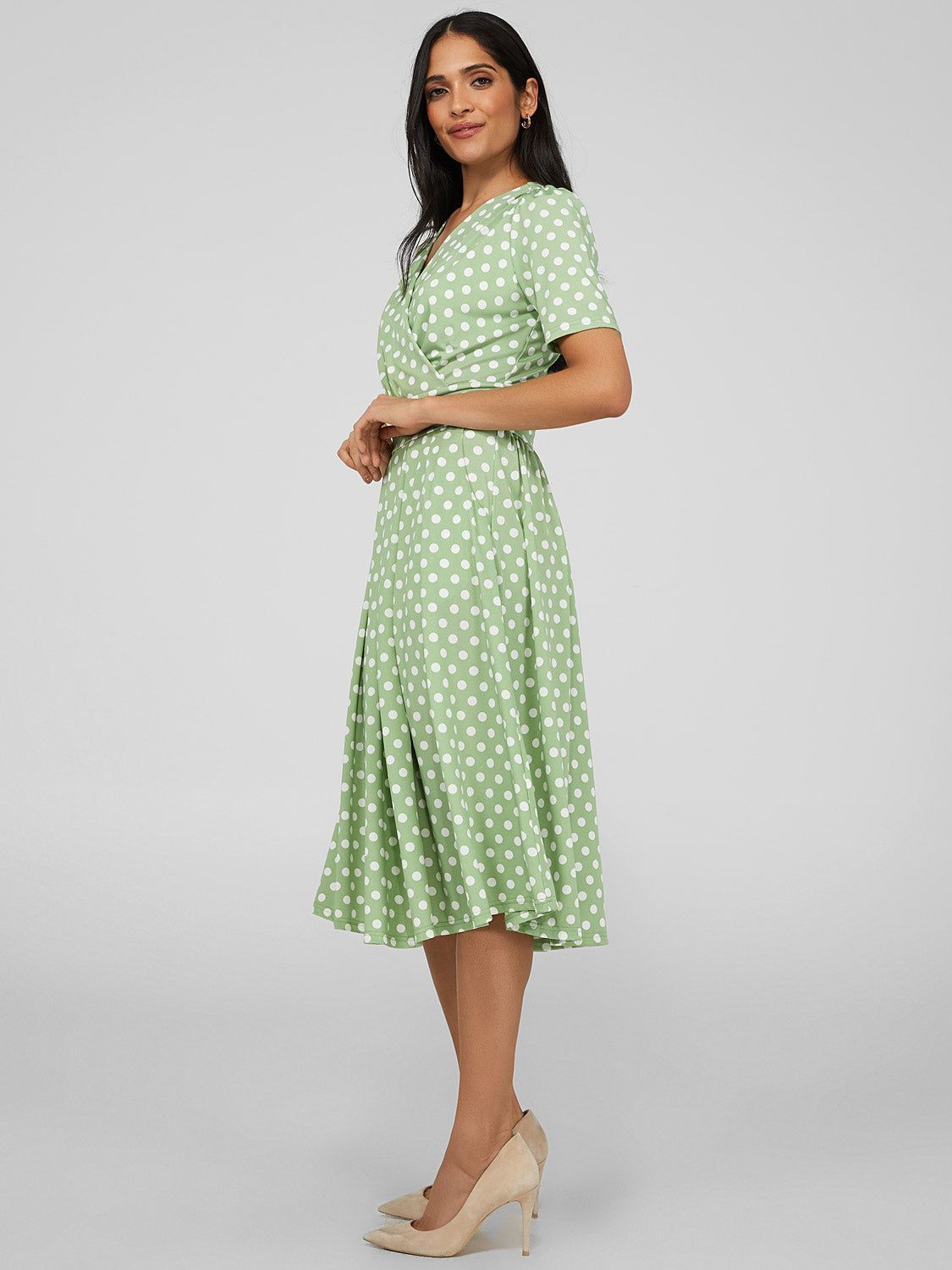Polka Dot Crossover Midi Dress sold by Suzy Shier product image thumbnail 3