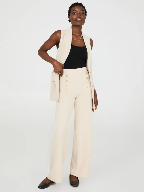 Wide-Leg Pants With Gold Button Details sold by Suzy Shier