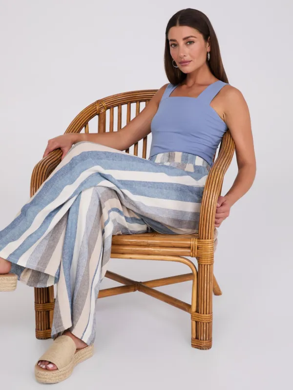 Striped Wide-Leg Linen Palazzo Pant sold by Suzy Shier