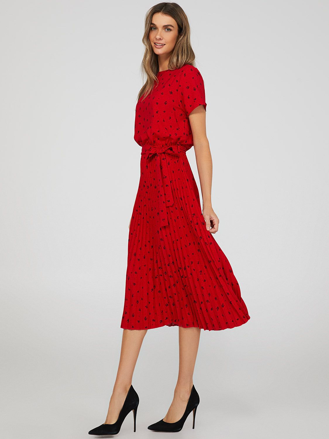 Printed Pleated Midi Dress, <br>The Lauren Dress sold by Suzy Shier product image thumbnail 3