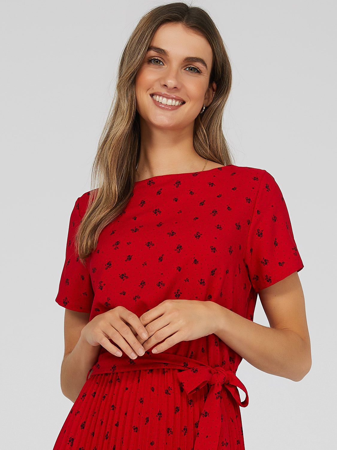 Printed Pleated Midi Dress, <br>The Lauren Dress sold by Suzy Shier product image thumbnail 2