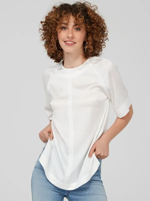 Satin Short Sleeve Top sold by Suzy Shier