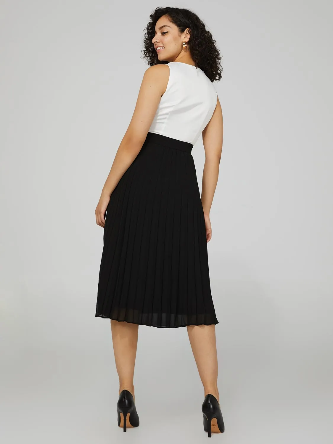 Satin Cowl Neck Midi Dress With Pleated Chiffon Skirt sold by Suzy Shier product image thumbnail 4