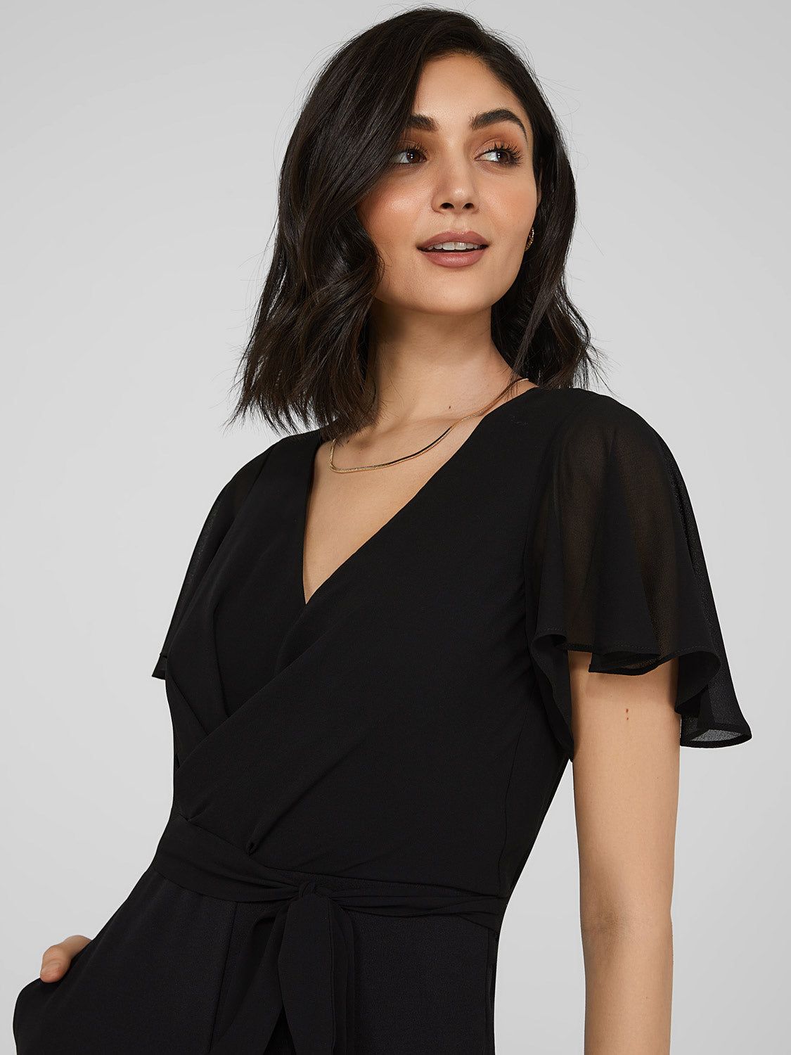 Crossover Wide Leg Chiffon Jumpsuit sold by Suzy Shier product image thumbnail 3