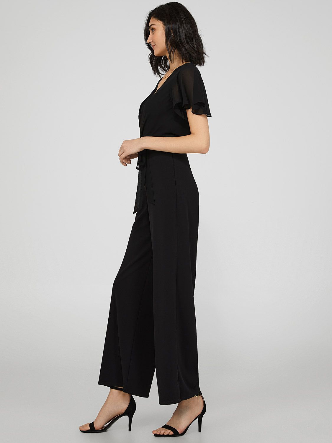 Crossover Wide Leg Chiffon Jumpsuit sold by Suzy Shier product image thumbnail 4