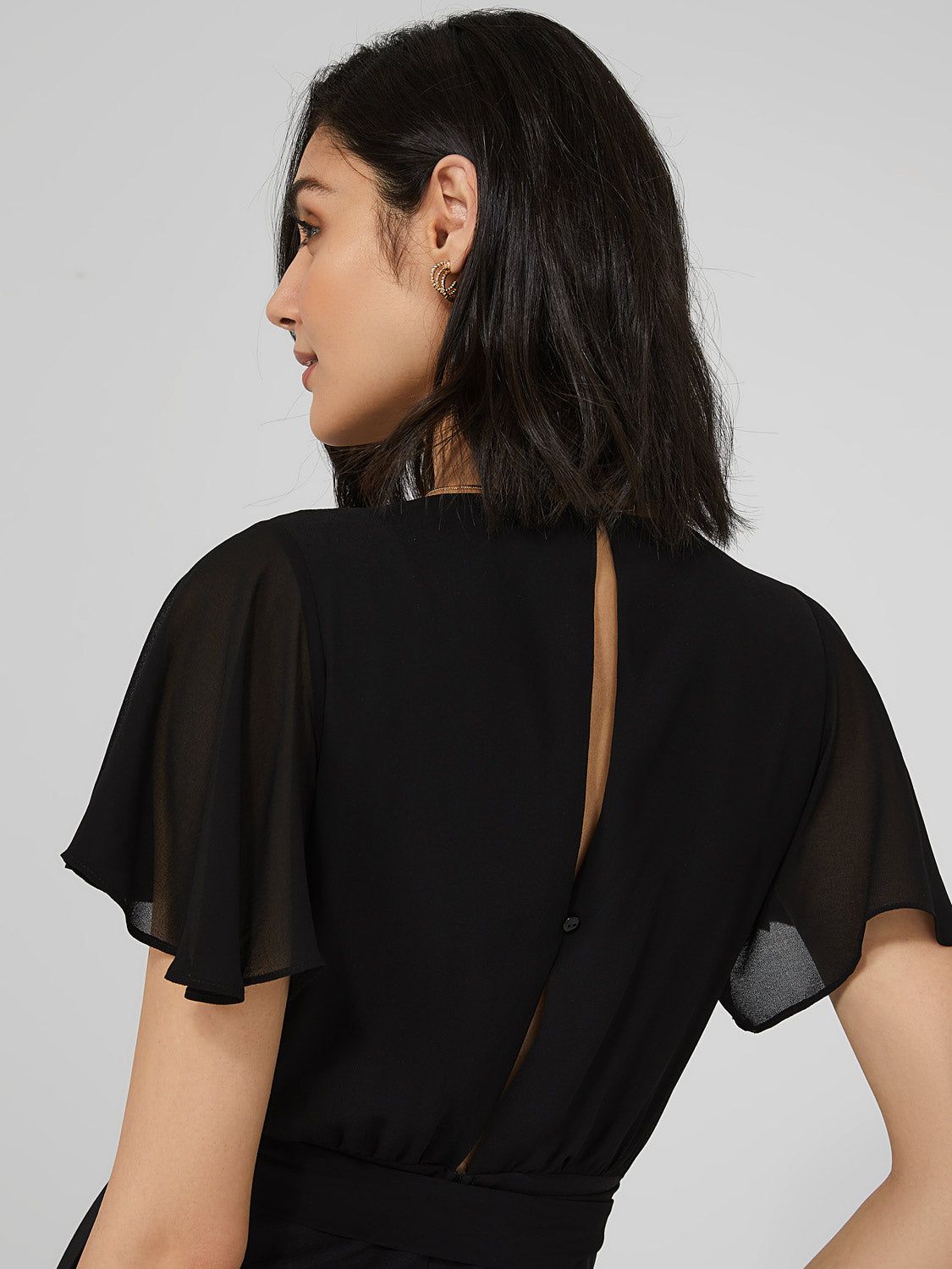 Crossover Wide Leg Chiffon Jumpsuit sold by Suzy Shier product image thumbnail 2