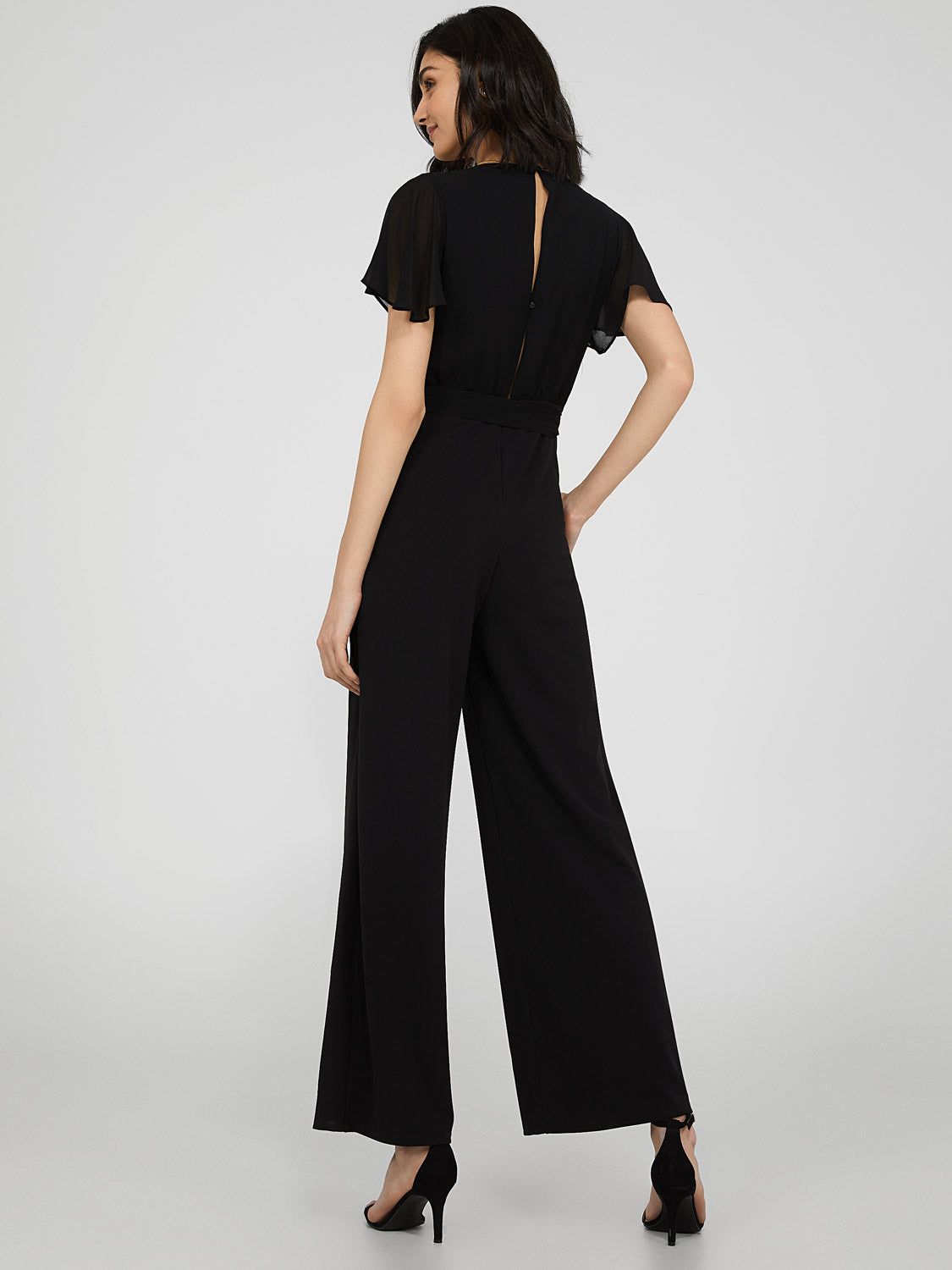 Crossover Wide Leg Chiffon Jumpsuit sold by Suzy Shier product image thumbnail 6