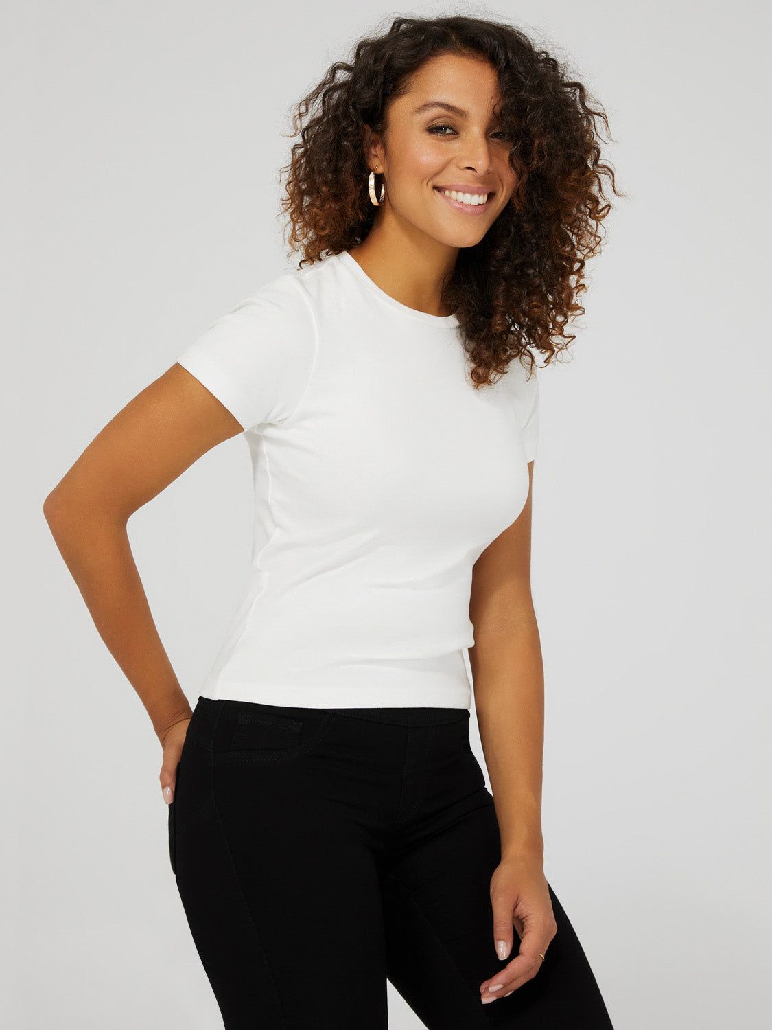 Cropped Ribbed Crew Neck T-Shirt sold by Suzy Shier product image thumbnail 5