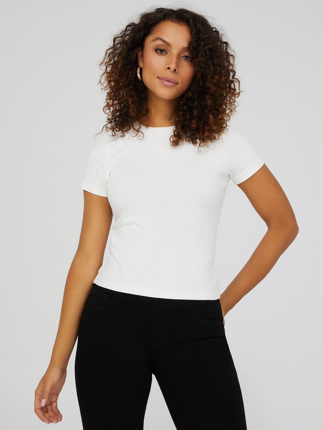 Cropped Ribbed Crew Neck T-Shirt sold by Suzy Shier product image thumbnail 2
