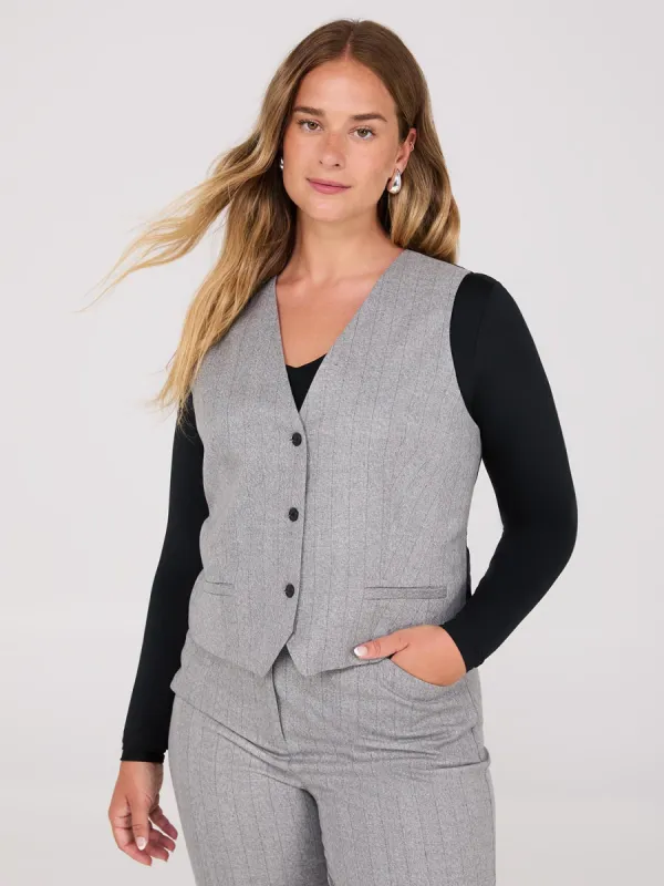 Pinstripe 3-Button Vest sold by Suzy Shier