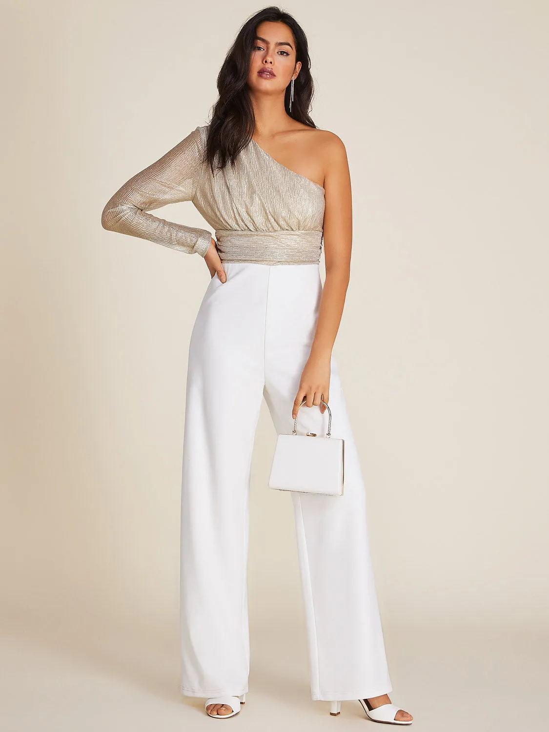 One-Shoulder Wide Leg Jumpsuit sold by Suzy Shier product image thumbnail 3