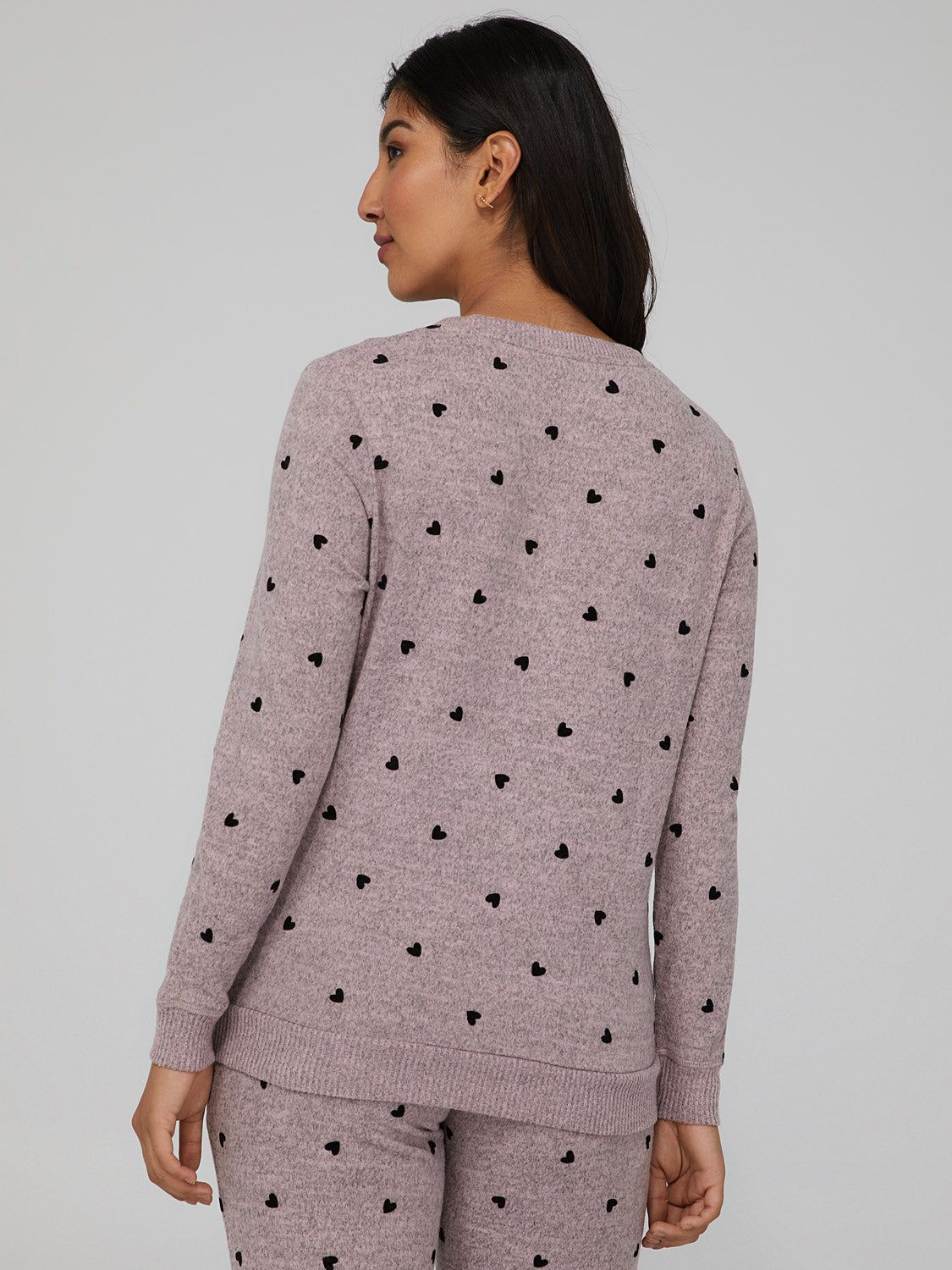 Heart Print Henley PJ Set sold by Suzy Shier product image thumbnail 4