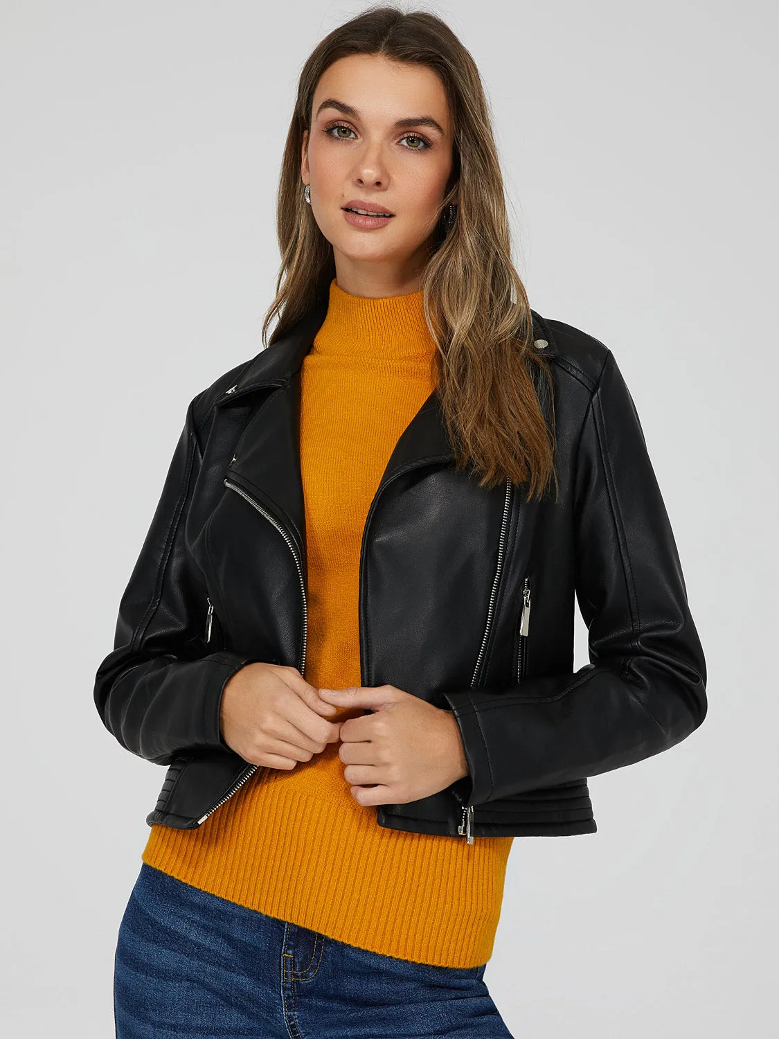 Faux Leather Moto Jacket sold by Suzy Shier product image thumbnail 4