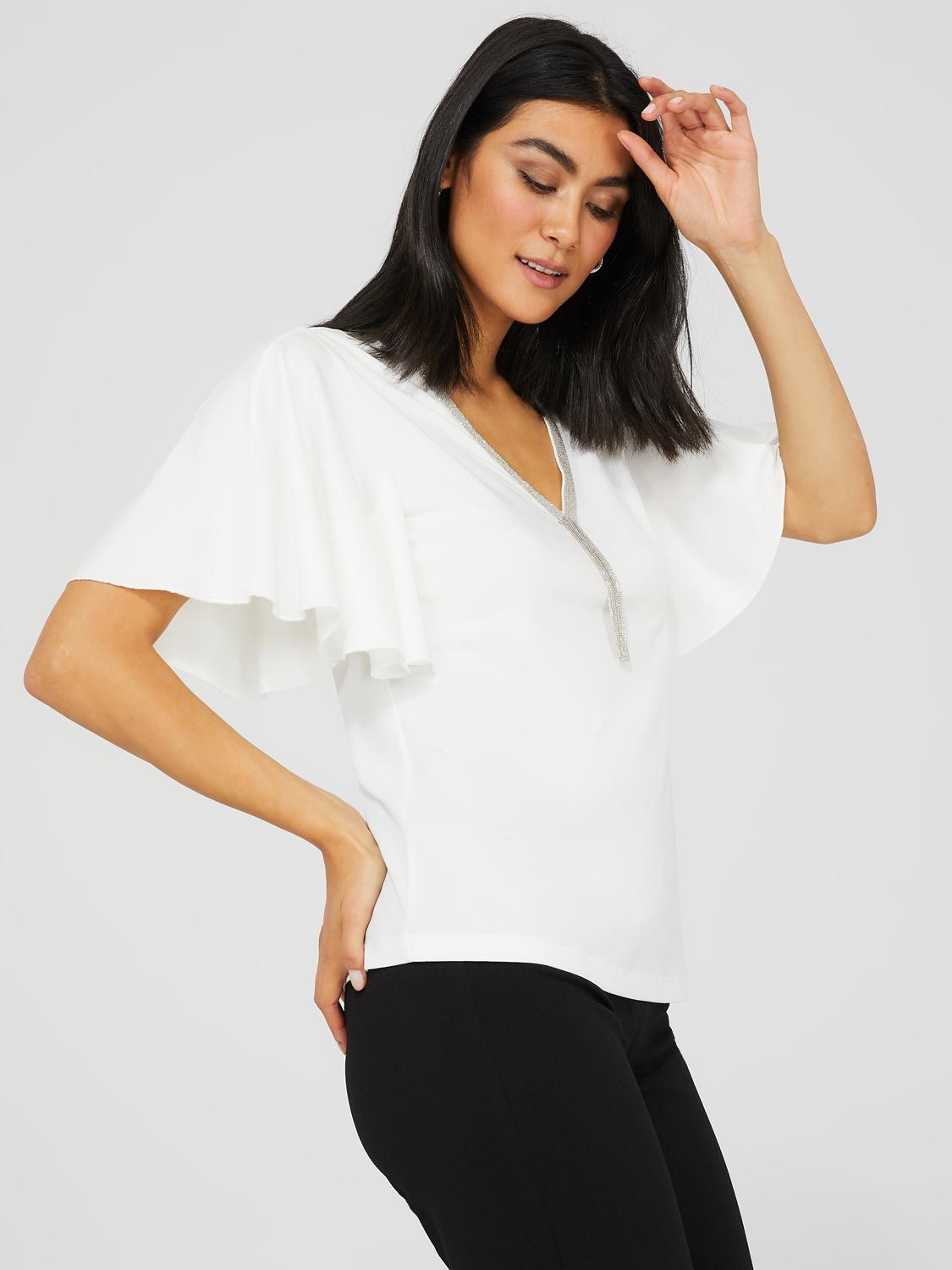 Flutter Sleeve Top With Metal Tassel Detail sold by Suzy Shier product image thumbnail 4