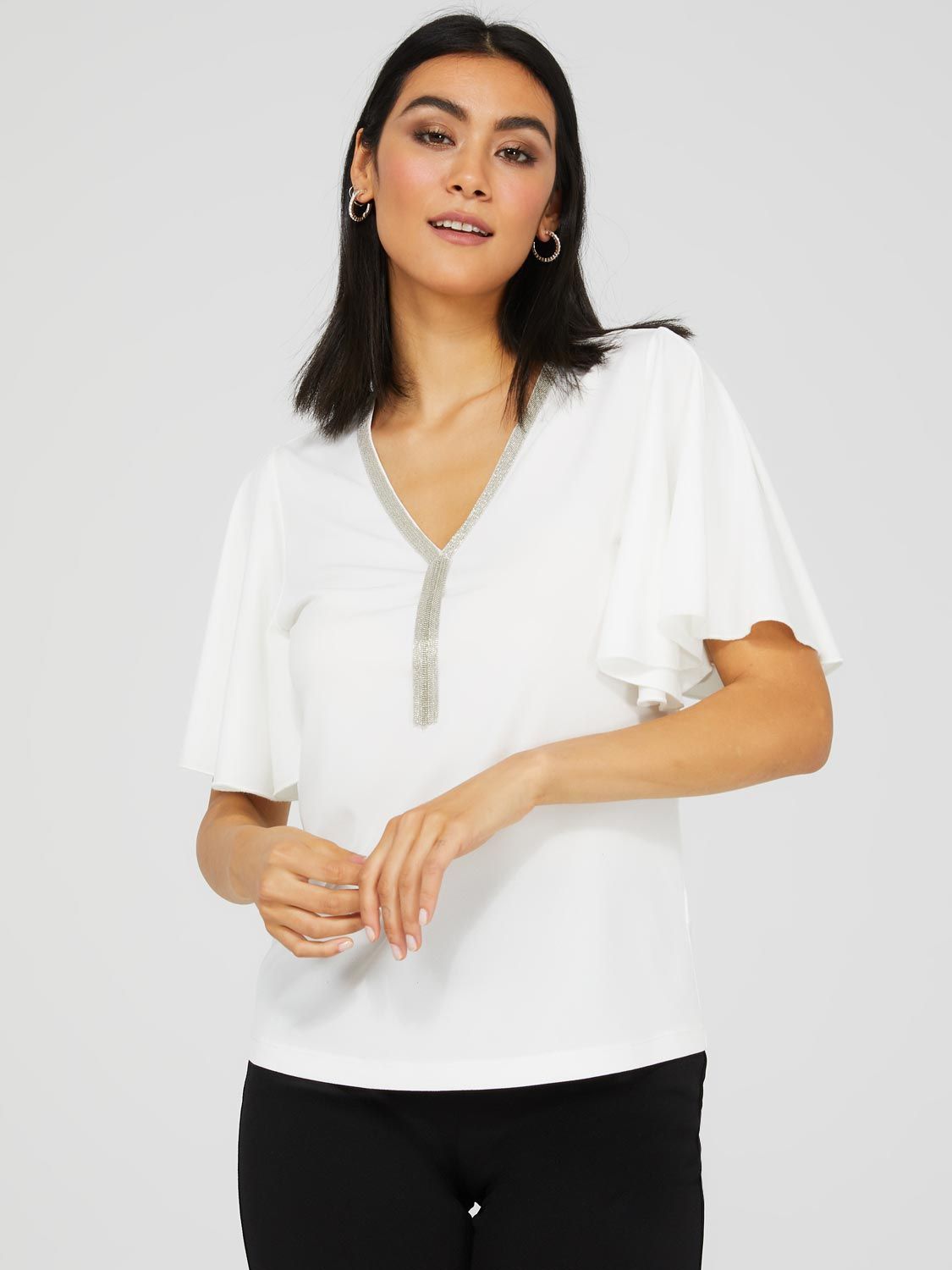 Flutter Sleeve Top With Metal Tassel Detail sold by Suzy Shier product image thumbnail 3