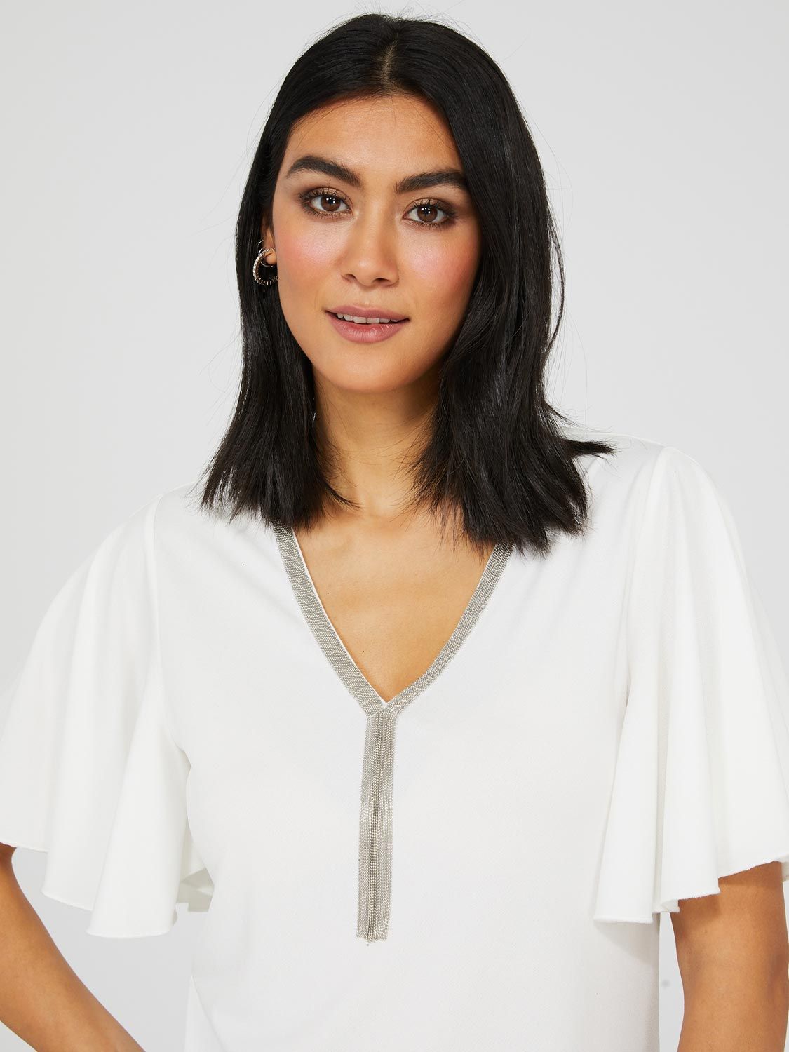 Flutter Sleeve Top With Metal Tassel Detail sold by Suzy Shier product image thumbnail 2