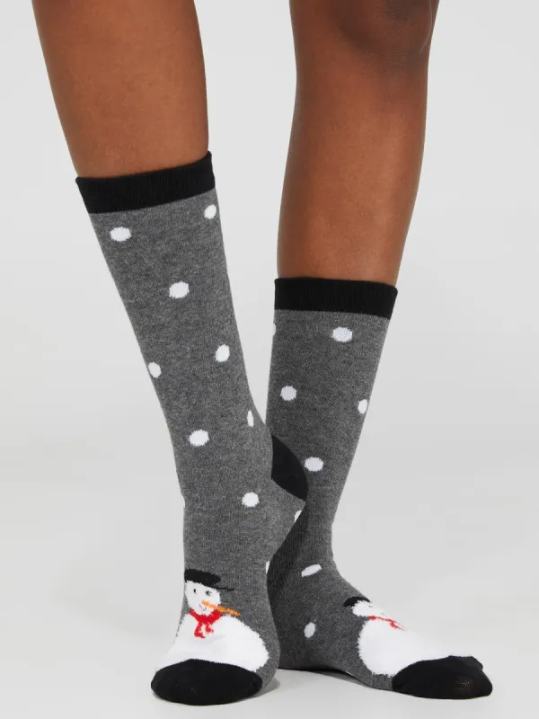 Fuzzy Snowman Socks sold by Suzy Shier