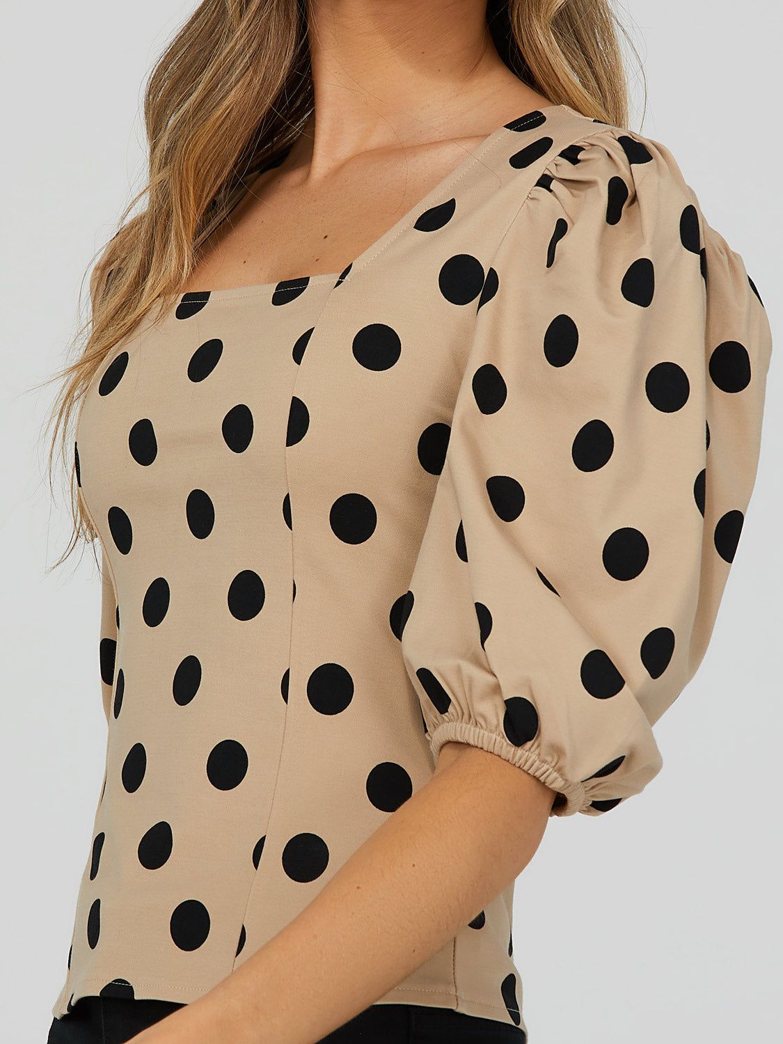 Polka Dot Puff Sleeve Square Neck Top sold by Suzy Shier product image thumbnail 7