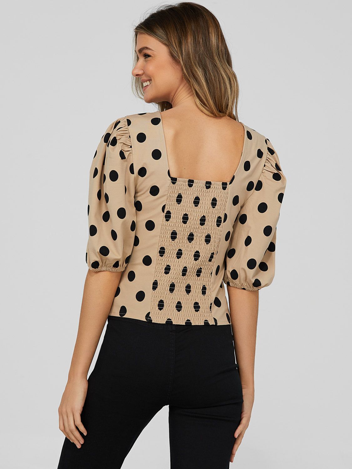 Polka Dot Puff Sleeve Square Neck Top sold by Suzy Shier product image thumbnail 5