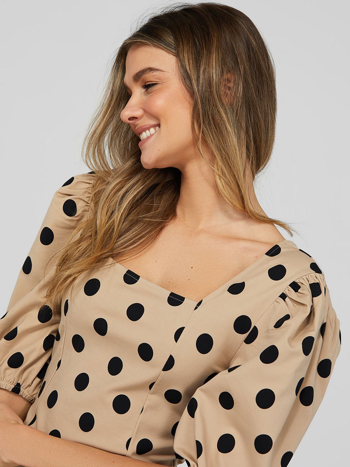 Polka Dot Puff Sleeve Square Neck Top sold by Suzy Shier product image thumbnail 3