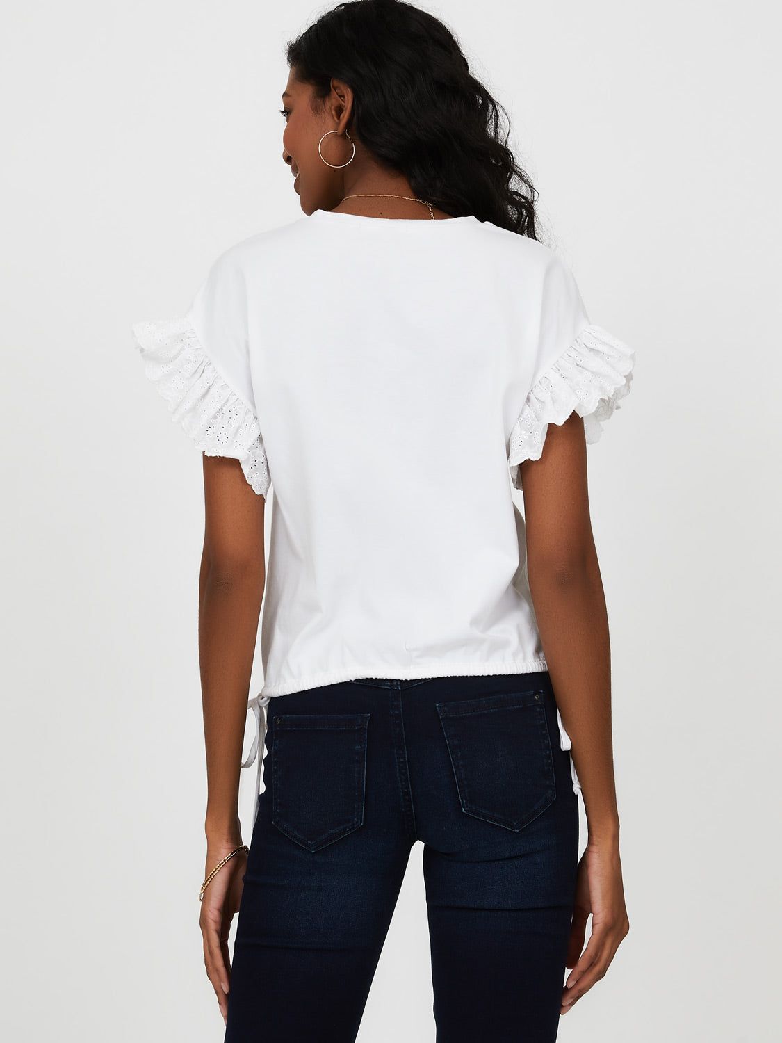 Embroidered Eyelet Sleeve Ruched Cotton Top sold by Suzy Shier product image thumbnail 4