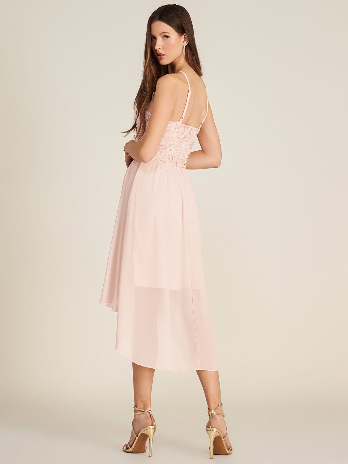 Halter Lace Top Fit & Flare Knee Length Dress With Chiffon Skirt sold by Suzy Shier product image thumbnail 4
