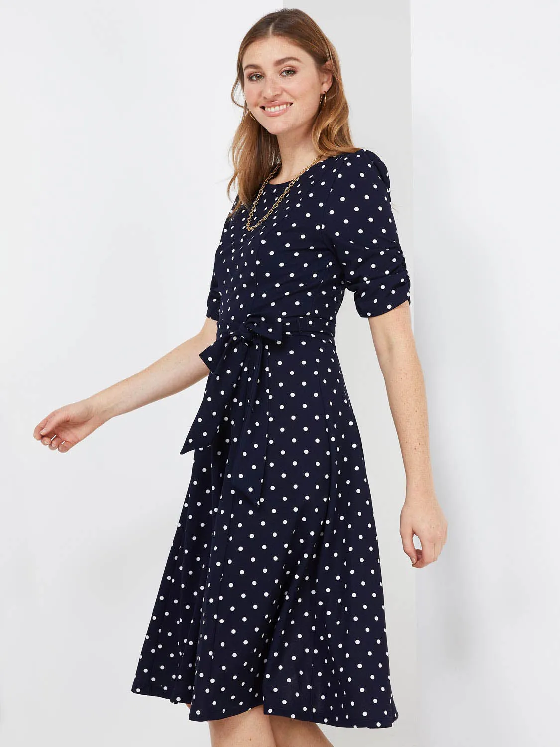 Dot Print Fit & Flare Midi Dress sold by Suzy Shier product image thumbnail 4