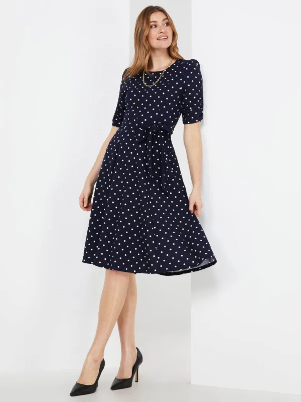 Dot Print Fit & Flare Midi Dress sold by Suzy Shier