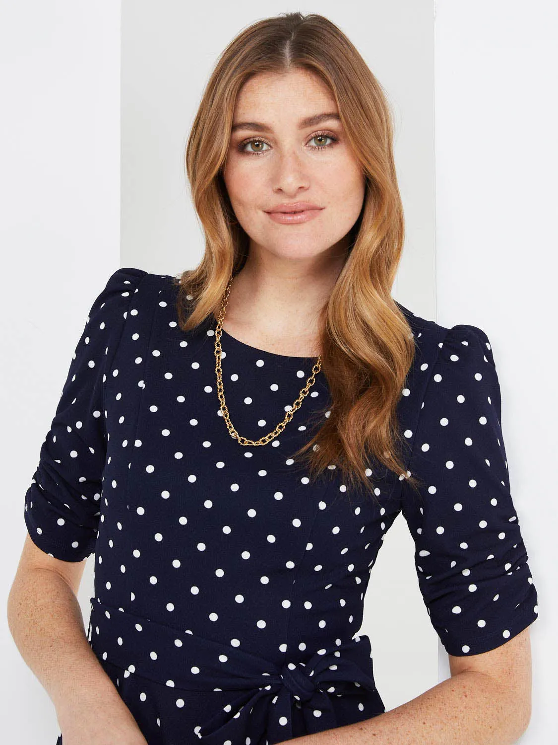 Dot Print Fit & Flare Midi Dress sold by Suzy Shier product image thumbnail 3