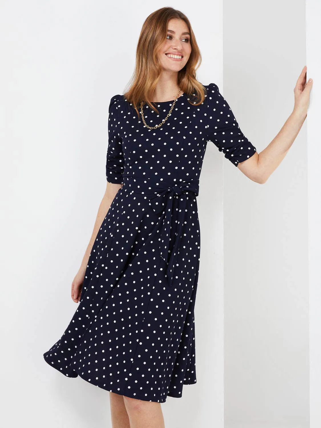 Dot Print Fit & Flare Midi Dress sold by Suzy Shier product image thumbnail 2