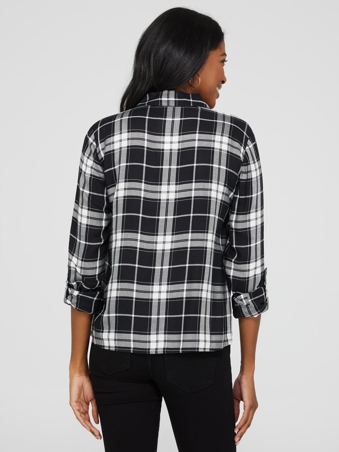 Plaid Long Sleeve Button-Front Blouse sold by Suzy Shier product image thumbnail 4