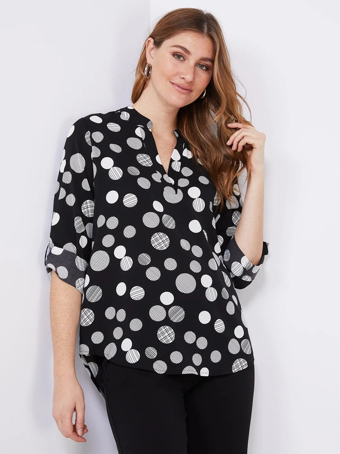 Dot Print Split Neck Blouse sold by Suzy Shier product image thumbnail 3