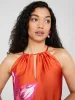 Floral Placement Halter Neck Satin Maxi Dress sold by Suzy Shier