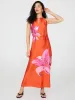 Floral Placement Halter Neck Satin Maxi Dress sold by Suzy Shier