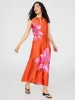 Floral Placement Halter Neck Satin Maxi Dress sold by Suzy Shier