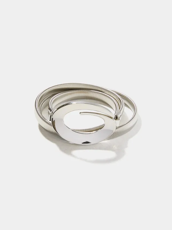 Silver Stretch Metal Toggle Buckle Belt sold by Suzy Shier