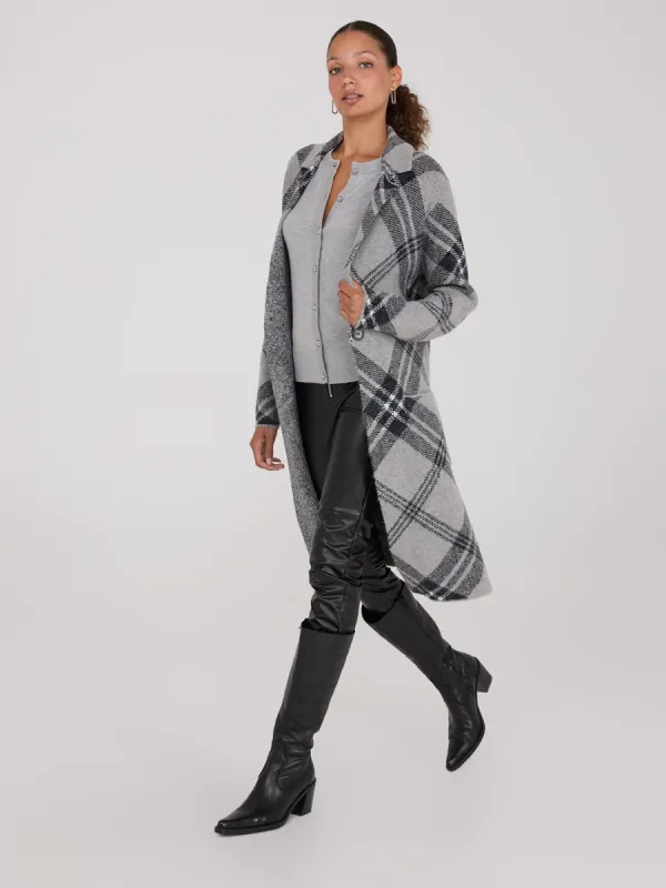 Plaid Notch Collar One-Button Duster sold by Suzy Shier