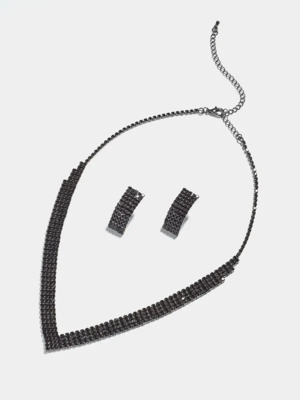 Jewelled V-Shape Necklace & Earring Set sold by Suzy Shier