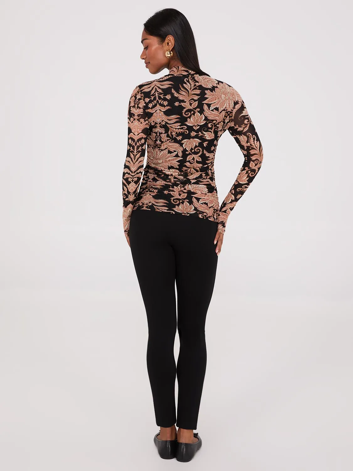 Abstract Print Mock Neck Mesh Top sold by Suzy Shier product image thumbnail 5