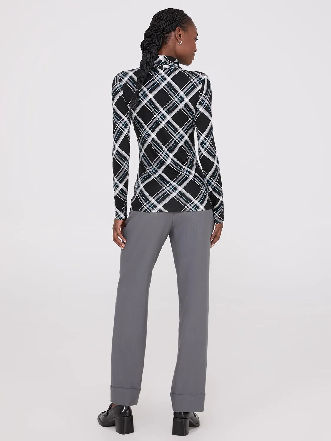 Plaid Long Sleeve Turtleneck Top sold by Suzy Shier product image thumbnail 5