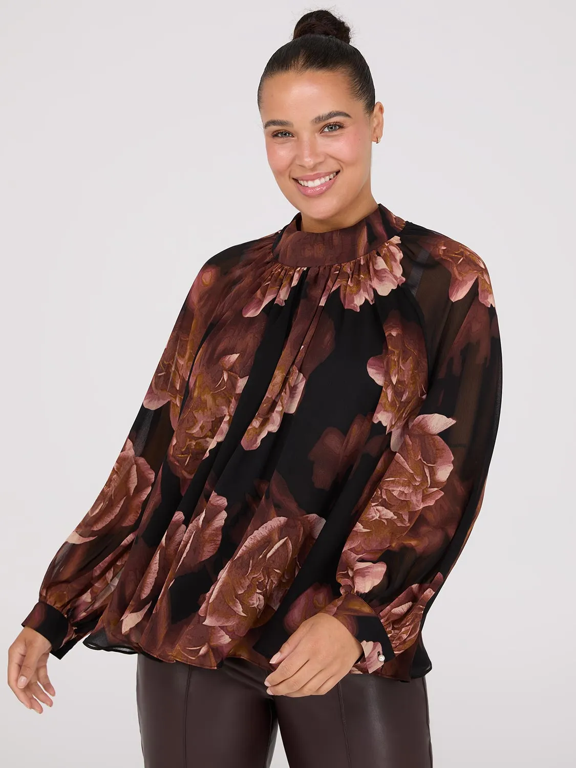 Printed Chiffon High Neck Blouse sold by Suzy Shier product image thumbnail 2