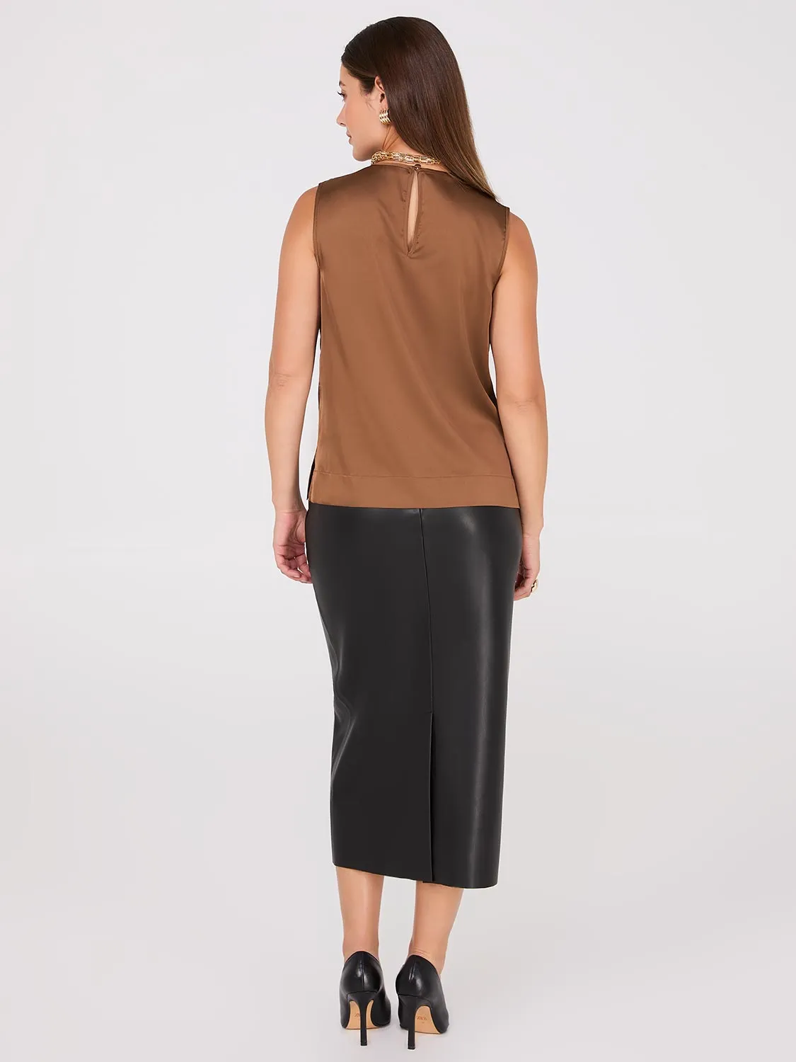 Sleeveless Satin Top With Button Details sold by Suzy Shier product image thumbnail 5