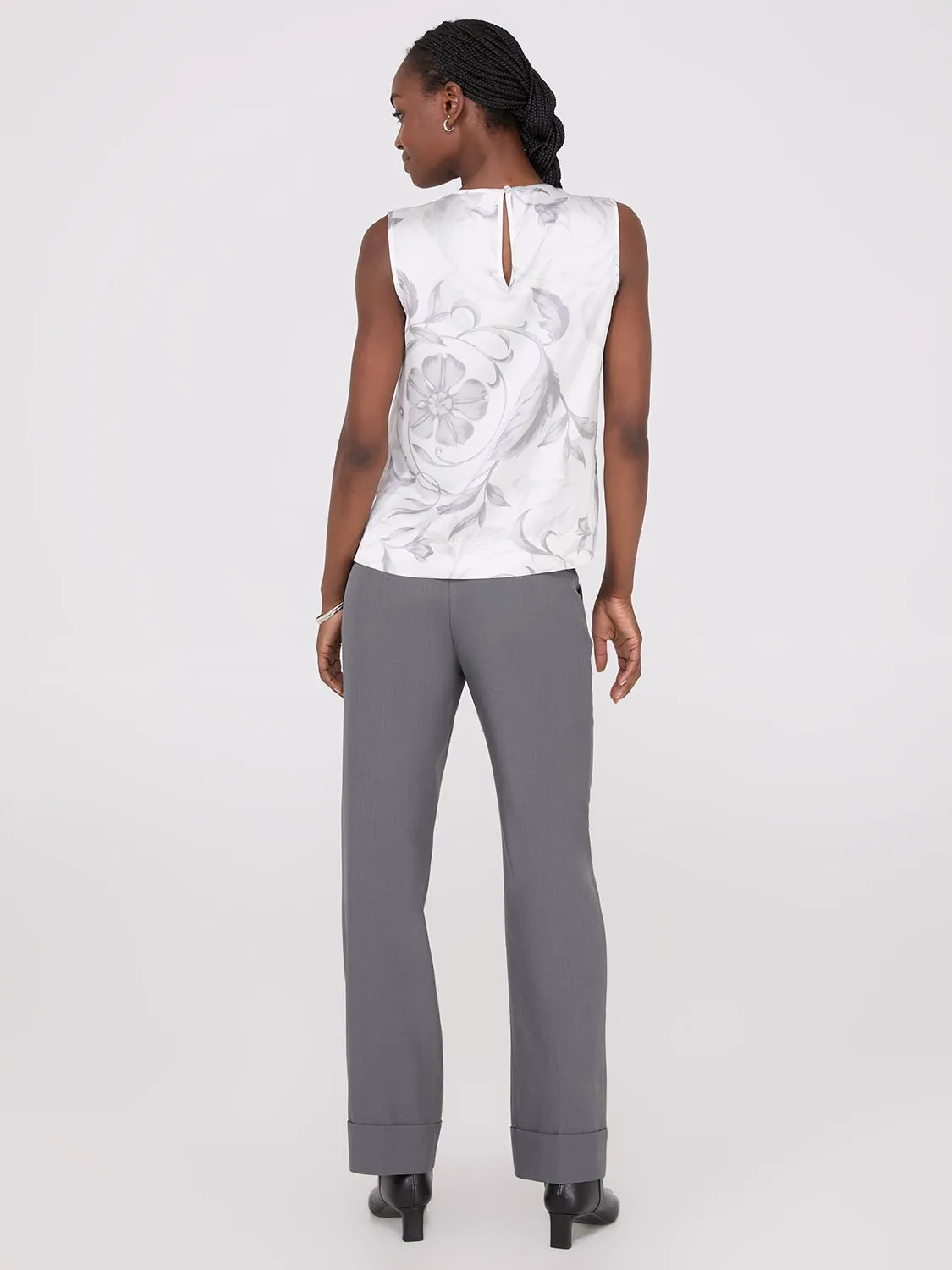 Sleeveless Floral Print Satin Top With Button Details sold by Suzy Shier product image thumbnail 5