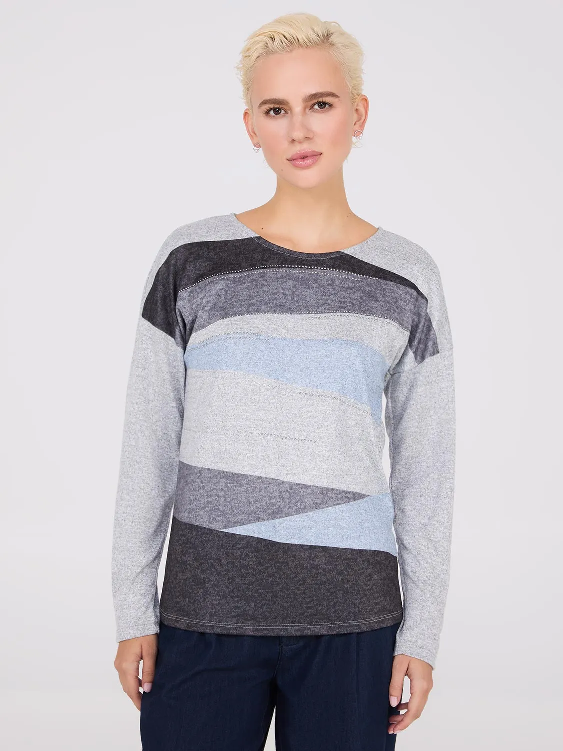 Abstract Colour Block Top With Stud Details sold by Suzy Shier